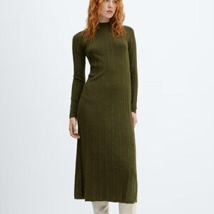 MANGO Perkins-Neck Ribbed Dress